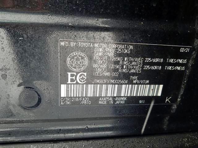 Photo 9 from auction – 2021 TOYOTA RAV4 PRIME with VIN JTMGB3FV7MD025604
