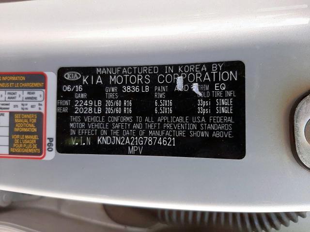Photo 10 from auction – 2016 KIA SOUL with VIN KNDJN2A21G7874621
