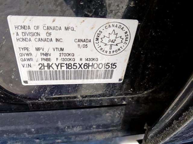 Photo 9 from auction – 2006 HONDA PILOT EX with VIN 2HKYF185X6H001515
