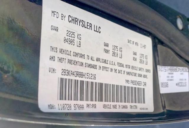 Photo 10 from auction – 2008 DODGE CHARGER with VIN 2B3KA43R88H151216