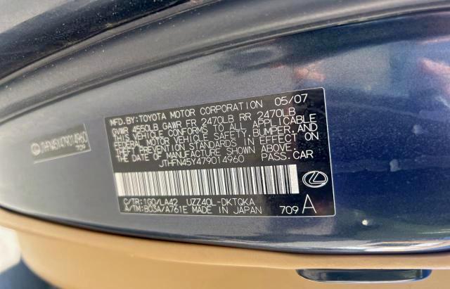 Photo 10 from auction – 2007 LEXUS SC 430 with VIN JTHFN45Y479014960