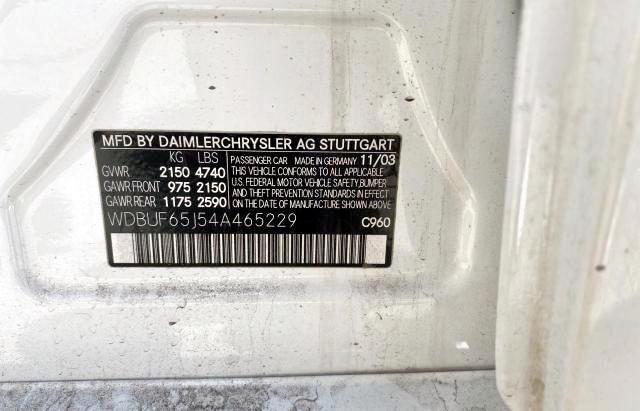 Photo 10 from auction – 2004 MERCEDES-BENZ E 320 with VIN WDBUF65J54A465229