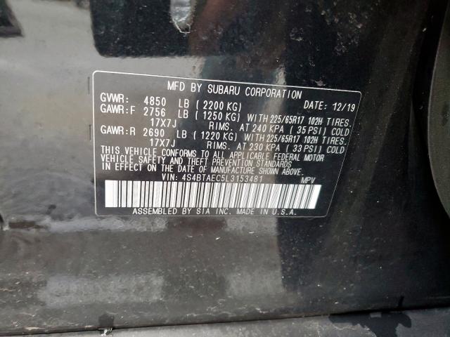 Photo 10 from auction – 2020 SUBARU OUTBACK PR with VIN 4S4BTAEC5L3153481