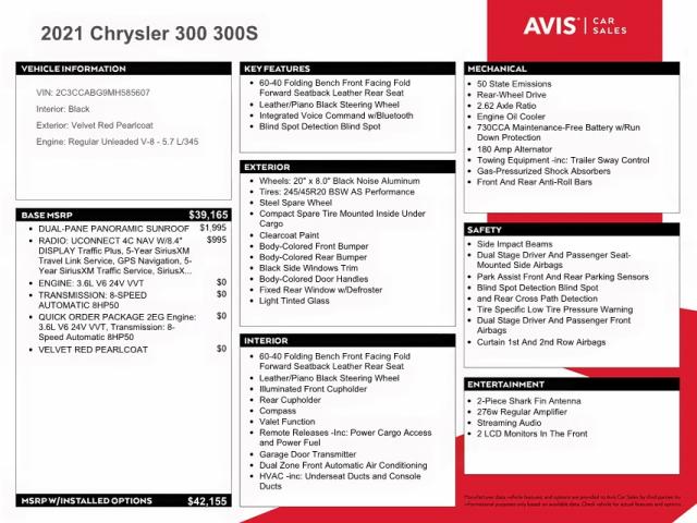Photo 10 from auction – 2021 CHRYSLER 300 S with VIN 2C3CCABG9MH585607