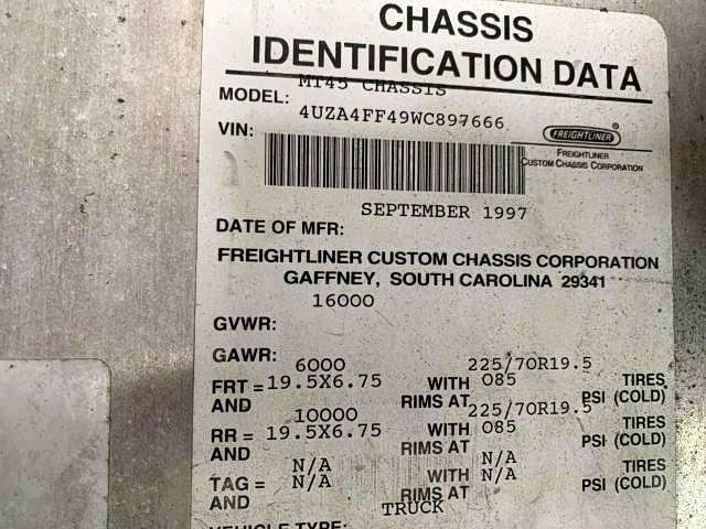 Photo 10 from auction – 1998 FREIGHTLINER CHASSIS M with VIN 4UZA4FF49WC897666
