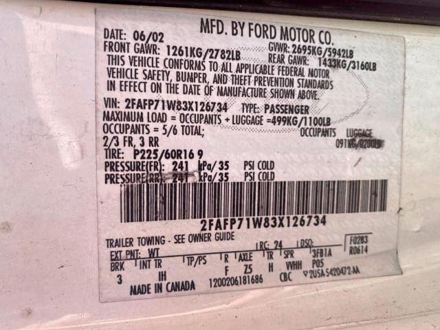 Photo 10 from auction – 2003 FORD CROWN VICT with VIN 2FAFP71W83X126734