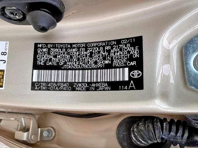 Photo 10 from auction – 2011 TOYOTA PRIUS with VIN JTDKN3DU7B0286991