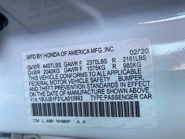Photo 10 from auction – 2020 ACURA TLX with VIN 19UUB1F31LA010992
