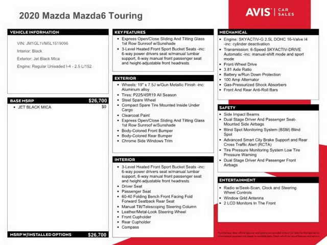 Photo 10 from auction – 2020 MAZDA 6 TOURING with VIN JM1GL1VM5L1519096