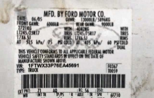 Photo 10 from auction – 2006 FORD F350 SUPER with VIN 1FTWX33P76EA45691
