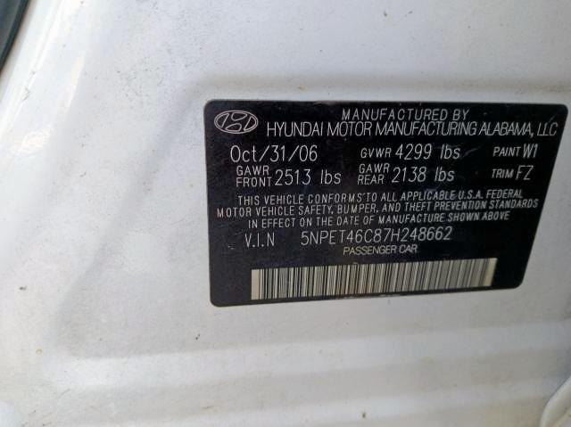 Photo 10 from auction – 2007 HYUNDAI SONATA GLS with VIN 5NPET46C87H248662