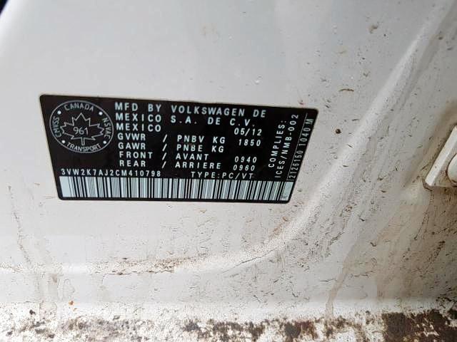 Photo 9 from auction – 2012 VOLKSWAGEN JETTA BASE with VIN 3VW2K7AJ2CM410798