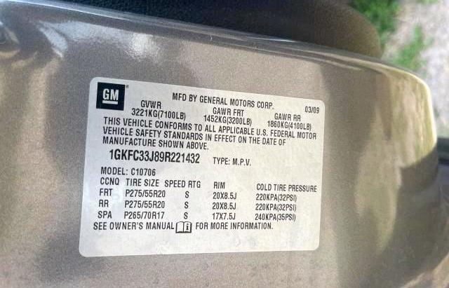 Photo 10 from auction – 2009 GMC YUKON SLT with VIN 1GKFC33J89R221432