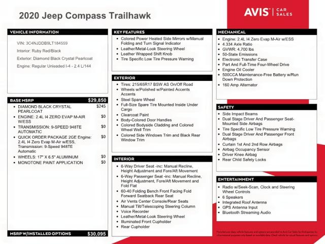 Photo 10 from auction – 2020 JEEP COMPASS TR with VIN 3C4NJDDB9LT184559
