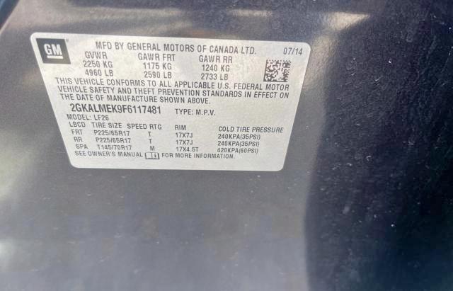 Photo 10 from auction – 2015 GMC TERRAIN SL with VIN 2GKALMEK9F6117481