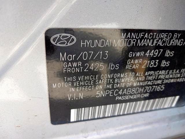 Photo 10 from auction – 2013 HYUNDAI SONATA SE with VIN 5NPEC4AB8DH707165