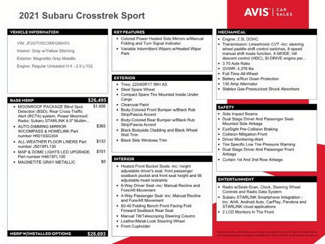 Photo 10 from auction – 2021 SUBARU CROSSTREK with VIN JF2GTHSCXMH266453