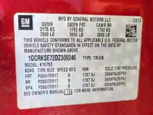 Photo 10 from auction – 2013 CHEVROLET SILVERADO with VIN 1GCRKSE72DZ309246