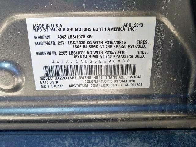 Photo 9 from auction – 2013 MITSUBISHI RVR with VIN 4A4AJ3AU2DE606888