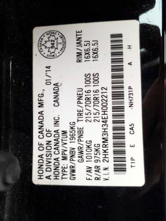 Photo 9 from auction – 2014 HONDA CR-V LX with VIN 2HKRM3H34EH002212