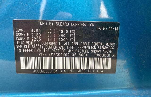 Photo 10 from auction – 2018 SUBARU IMPREZA SP with VIN 4S3GKAK62J3618694