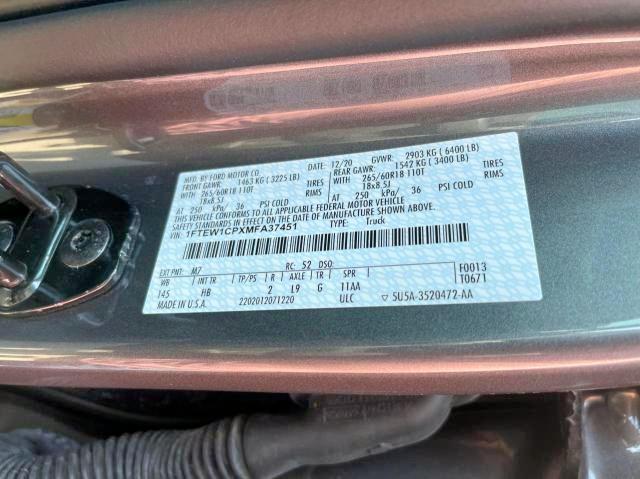 Photo 10 from auction – 2021 FORD F150 SUPER with VIN 1FTEW1CPXMFA37451