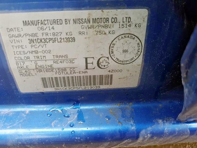 Photo 9 from auction – 2015 NISSAN MICRA with VIN 3N1CK3CP5FL213039