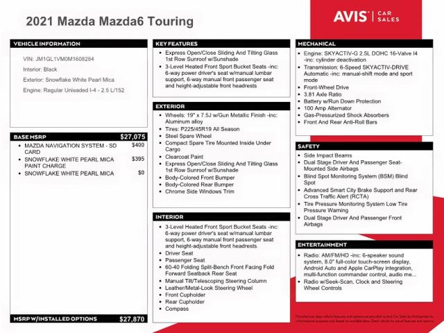 Photo 10 from auction – 2021 MAZDA 6 TOURING with VIN JM1GL1VM0M1608284