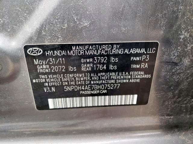 Photo 10 from auction – 2011 HYUNDAI ELANTRA GL with VIN 5NPDH4AE7BH075277