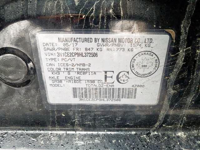 Photo 9 from auction – 2017 NISSAN VERSA NOTE with VIN 3N1CE2CP9HL372506