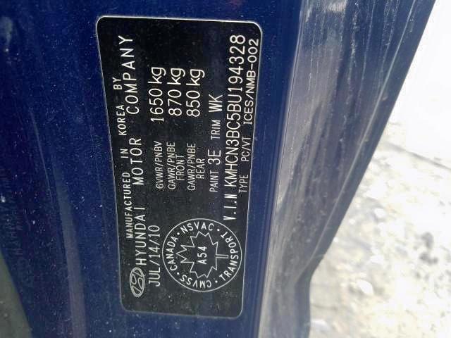 Photo 9 from auction – 2011 HYUNDAI ACCENT with VIN KMHCN3BC5BU194328