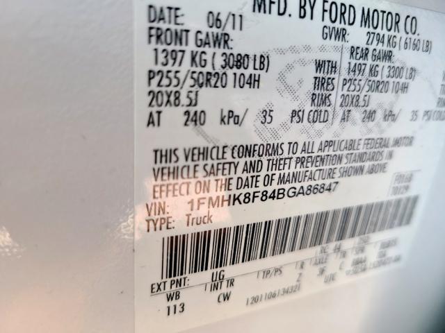 Photo 10 from auction – 2011 FORD EXPLORER L with VIN 1FMHK8F84BGA86847