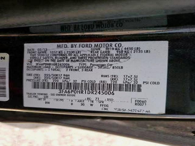 Photo 10 from auction – 2013 FORD FUSION SE with VIN 3FA6P0HR1DR245006