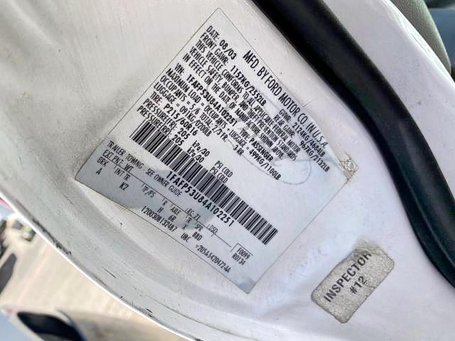 Photo 10 from auction – 2004 FORD TAURUS SE with VIN 1FAFP53U84A102251