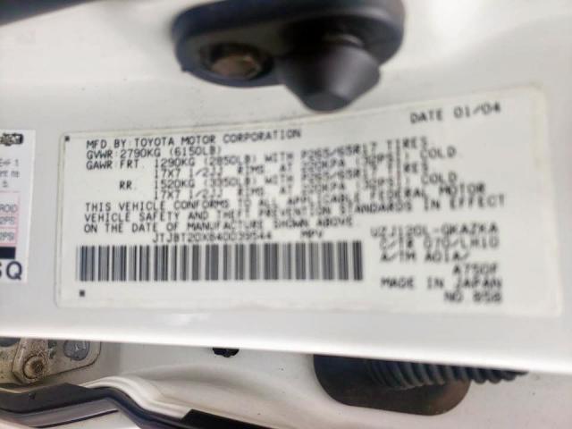Photo 10 from auction – 2004 LEXUS GX 470 with VIN JTJBT20X840039544