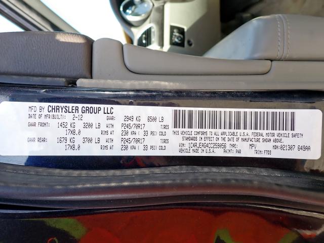 Photo 10 from auction – 2012 JEEP GRAND CHER with VIN 1C4RJEAG4CC259056