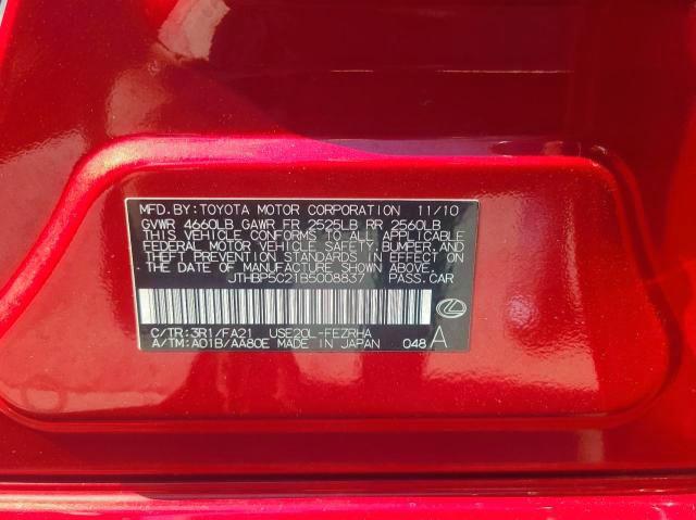 Photo 10 from auction – 2011 LEXUS IS F with VIN JTHBP5C21B5008837