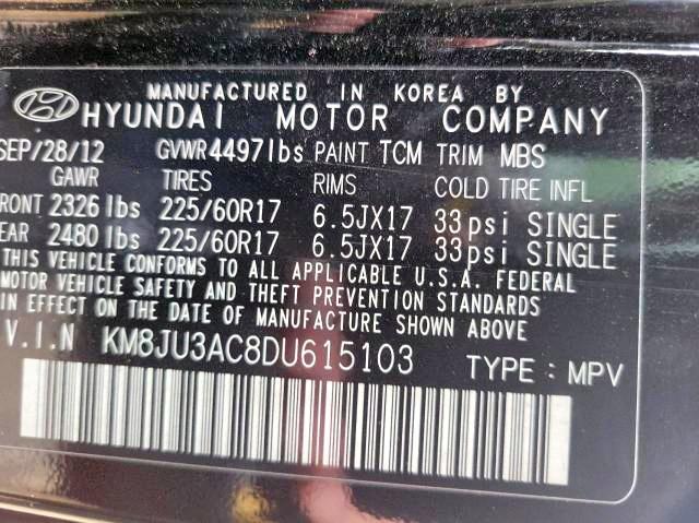 Photo 10 from auction – 2013 HYUNDAI TUCSON GLS with VIN KM8JU3AC8DU615103