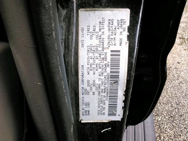 Photo 10 from auction – 2001 TOYOTA 4RUNNER SR with VIN JT3HN86R510339660