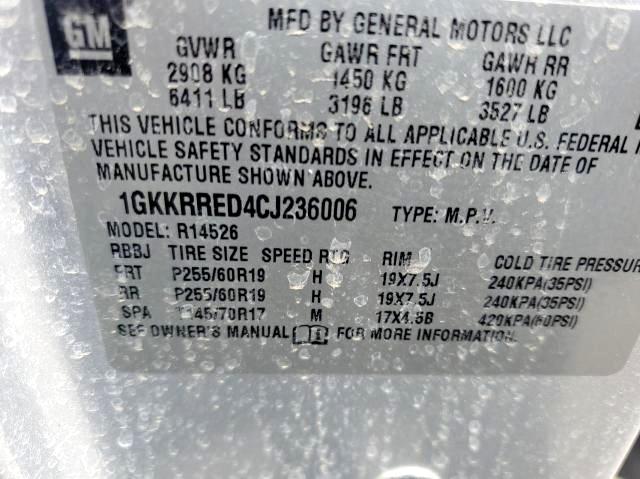 Photo 10 from auction – 2012 GMC ACADIA SLT with VIN 1GKKRRED4CJ236006