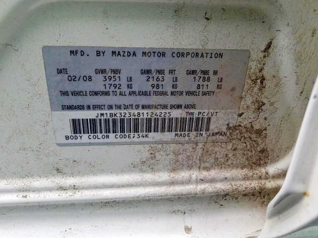 Photo 9 from auction – 2008 MAZDA 3 S with VIN JM1BK323481124225