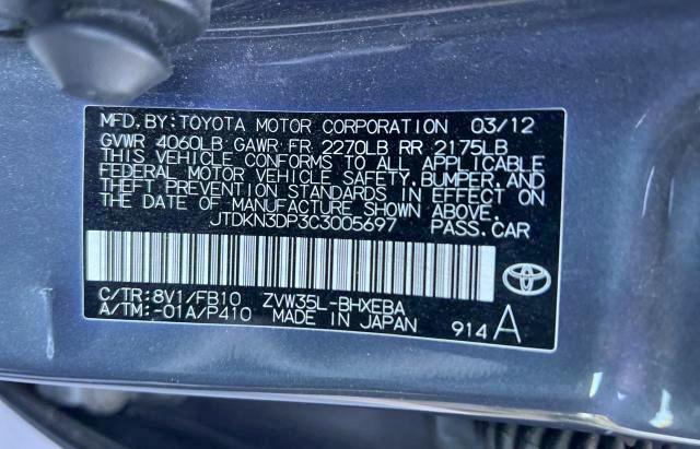 Photo 10 from auction – 2012 TOYOTA PRIUS PLUG with VIN JTDKN3DP3C3005697