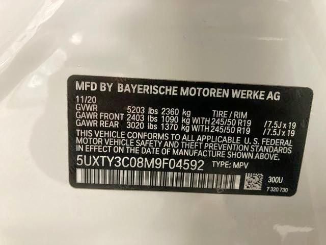 Photo 10 from auction – 2021 BMW X3 SDRIVE3 with VIN 5UXTY3C08M9F04592