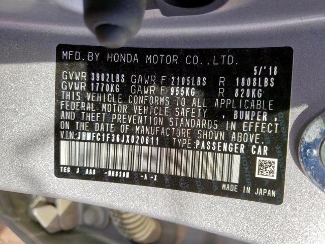 Photo 10 from auction – 2018 HONDA CIVIC EX with VIN JHMFC1F36JX020611
