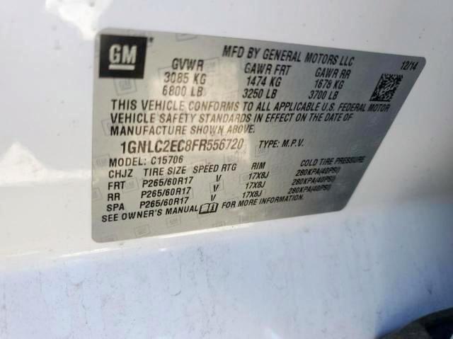Photo 10 from auction – 2015 CHEVROLET TAHOE POLI with VIN 1GNLC2EC8FR556720
