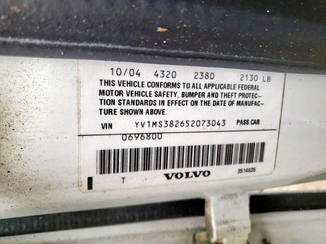 Photo 10 from auction – 2005 VOLVO S40 2.4I with VIN YV1MS382652073043