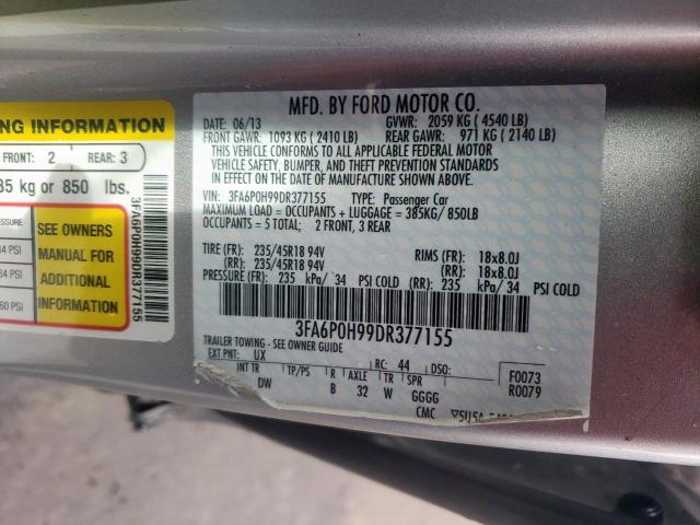 Photo 10 from auction – 2013 FORD FUSION SE with VIN 3FA6P0H99DR377155