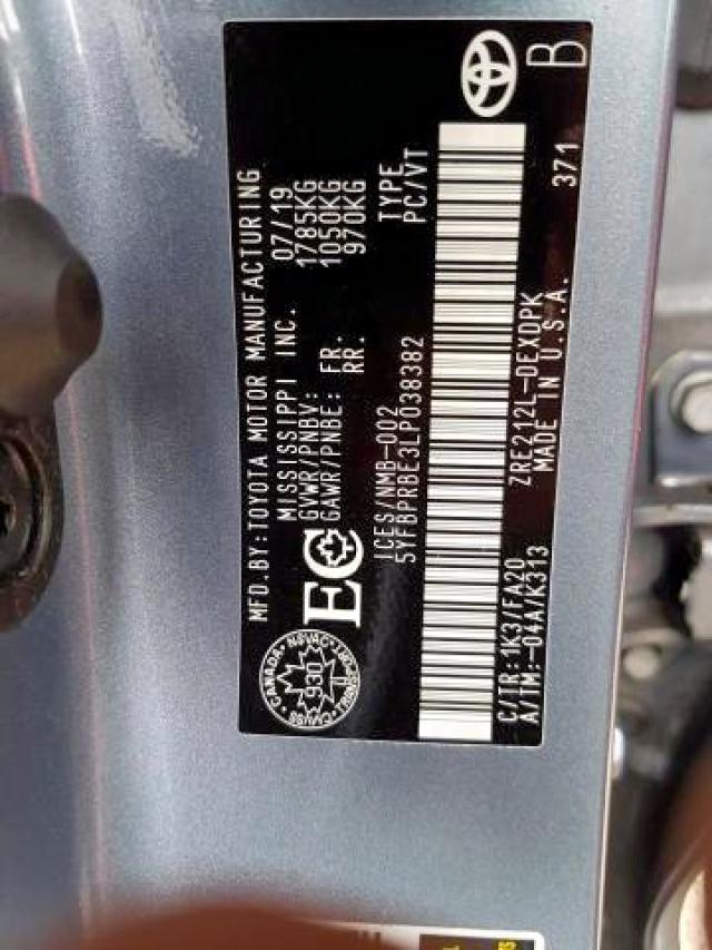 Photo 9 from auction – 2020 TOYOTA COROLLA LE with VIN 5YFBPRBE3LP038382