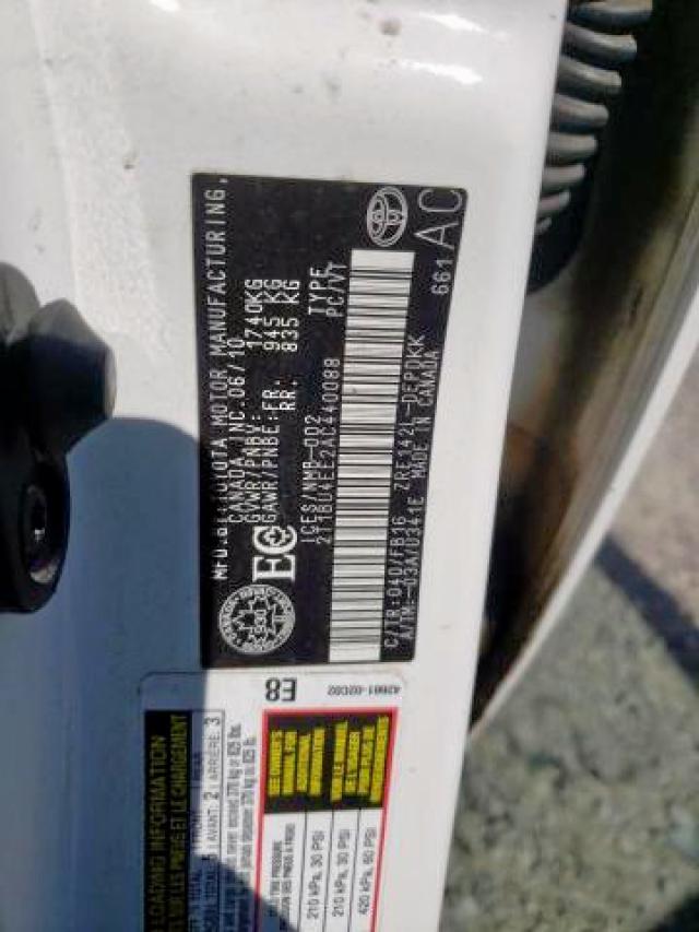 Photo 9 from auction – 2010 TOYOTA COROLLA BA with VIN 2T1BU4EE2AC440088