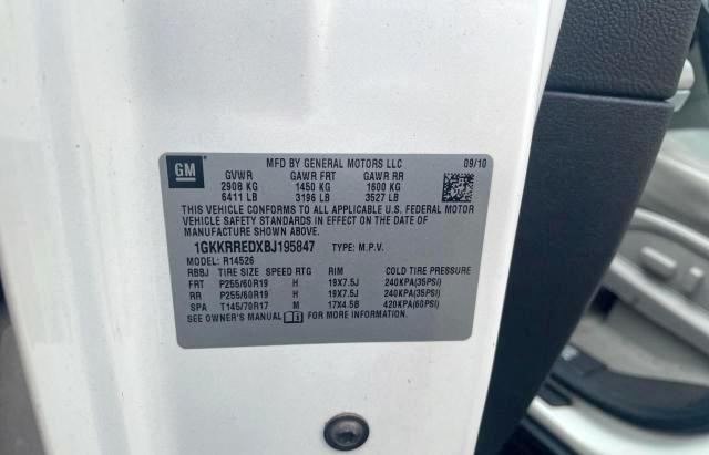 Photo 10 from auction – 2011 GMC ACADIA SLT with VIN 1GKKRREDXBJ195847